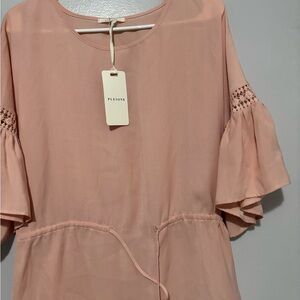 Pleione Women's Blush Bell Sleeve Blouse